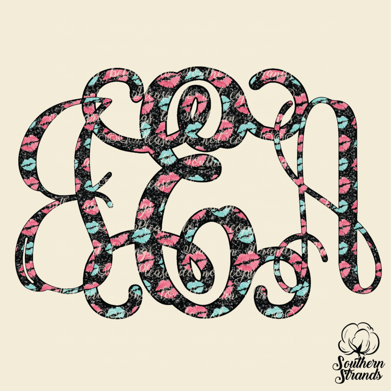 Vine Monogram - Glitter Lips Alpha
