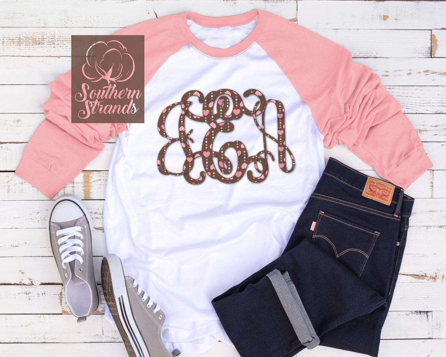 Vine Monogram - Chocolate Hearts Alpha