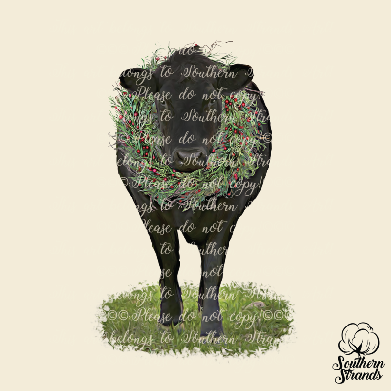 Painted Black Christmas Cow