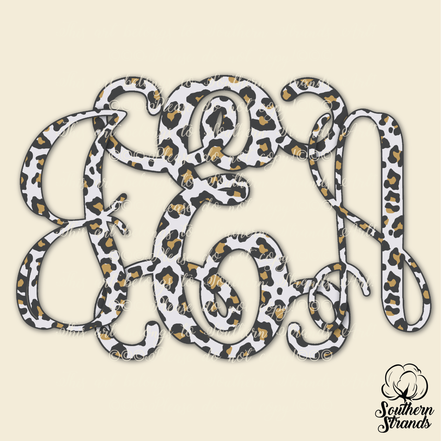 Vine Monogram - White Leopard Alpha