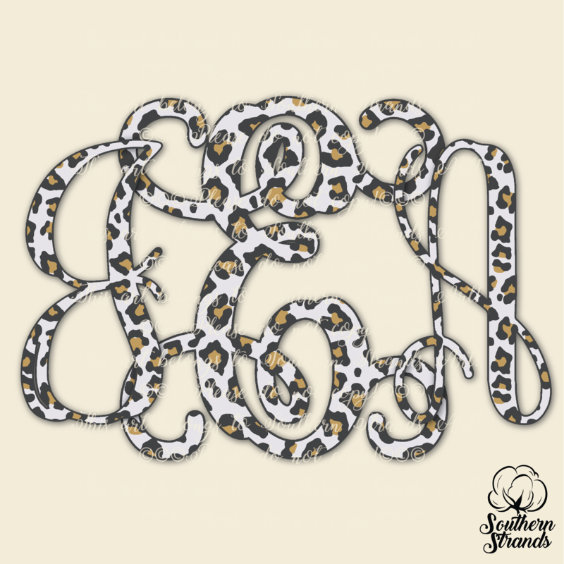 Vine Monogram - White Leopard Alpha