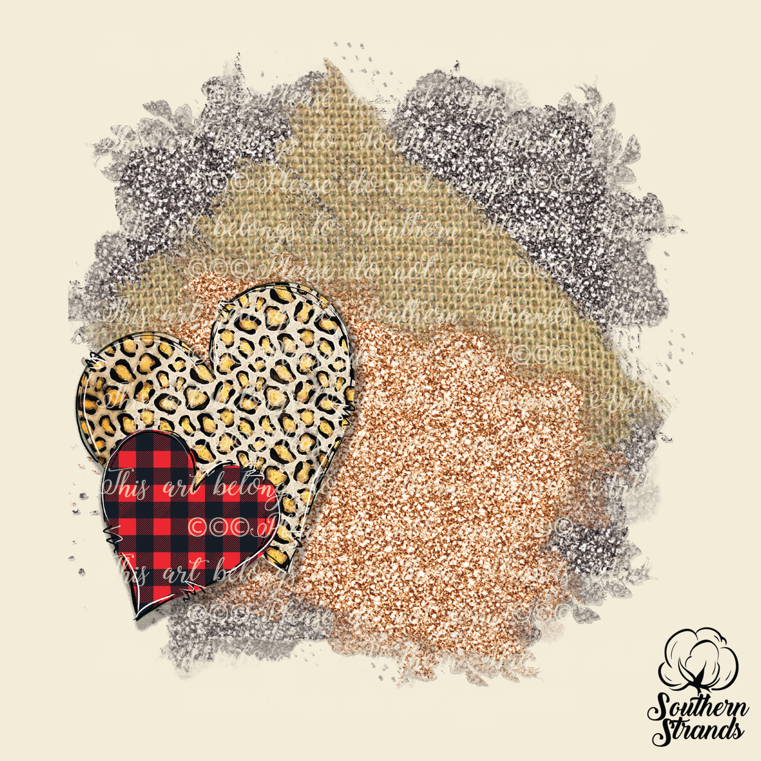 Glitter Hearts Background - Add You Own Words