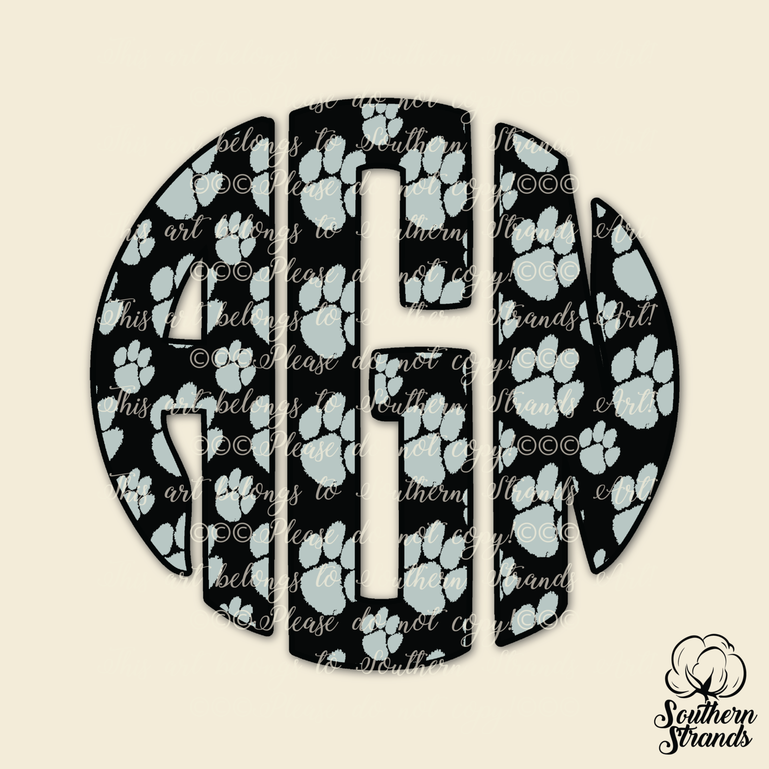 Black and Grey Paws Circle Alpha