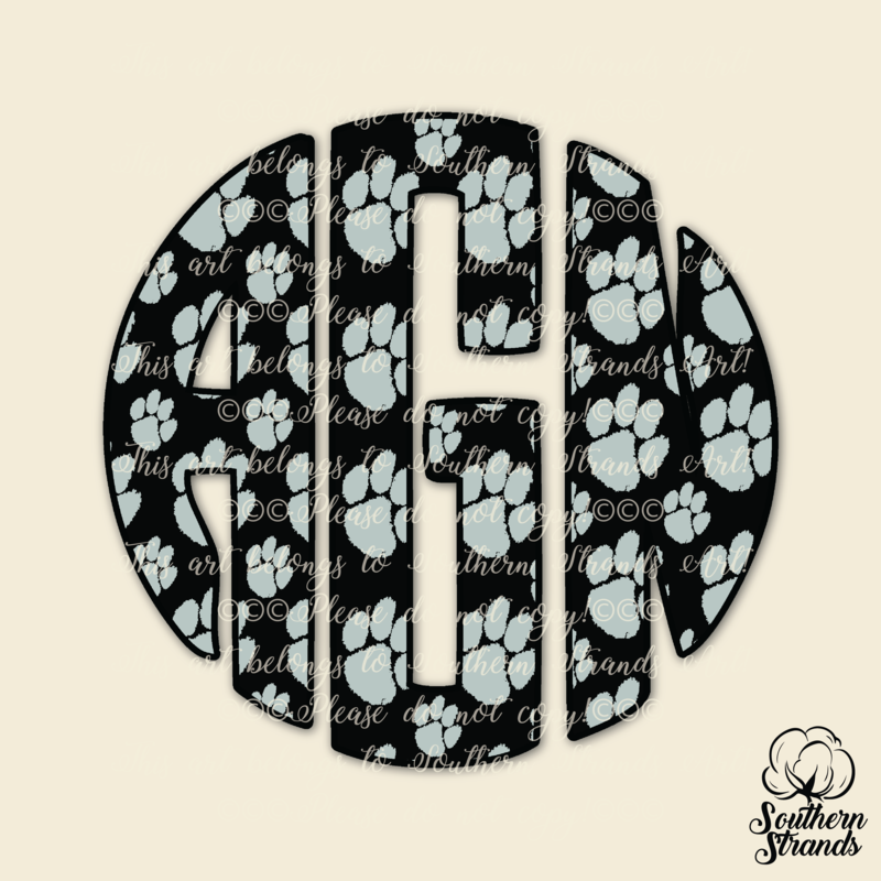 Black and Grey Paws Circle Alpha