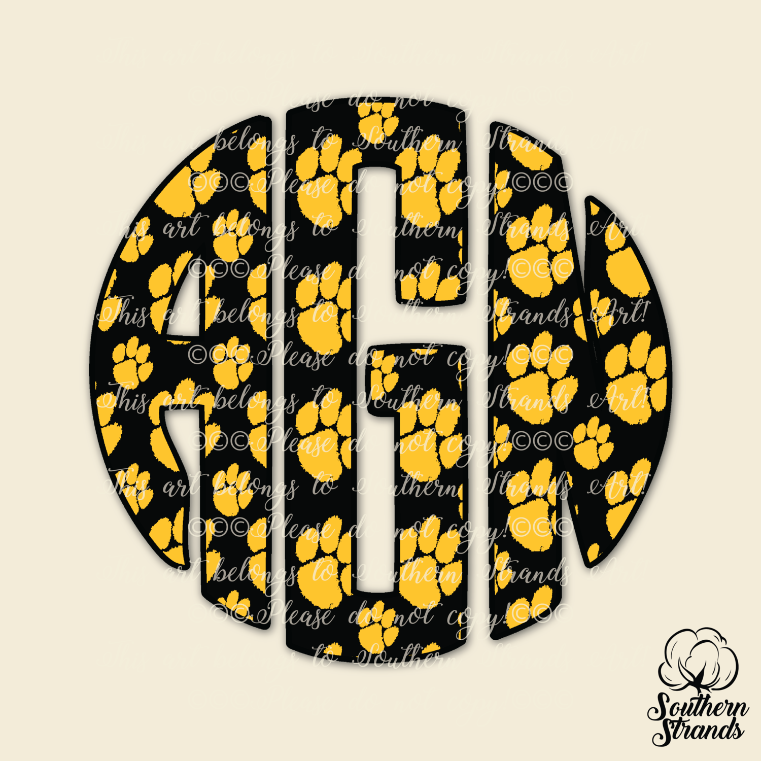 Black and Gold Paws Circle Alpha