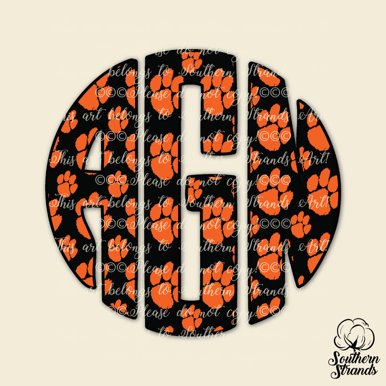 Black and Orange Paws Circle Alpha