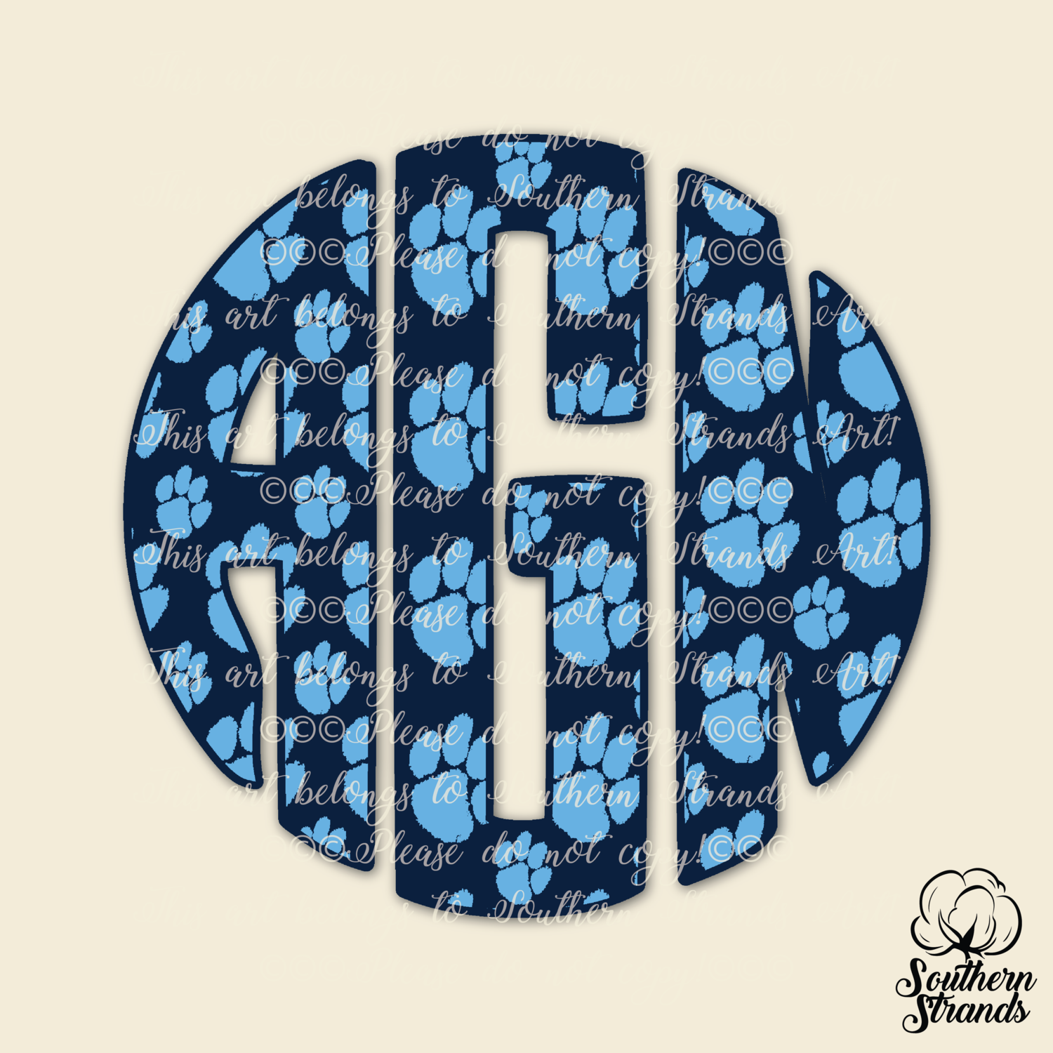 Columbia Blue and Navy Paws Circle Alpha
