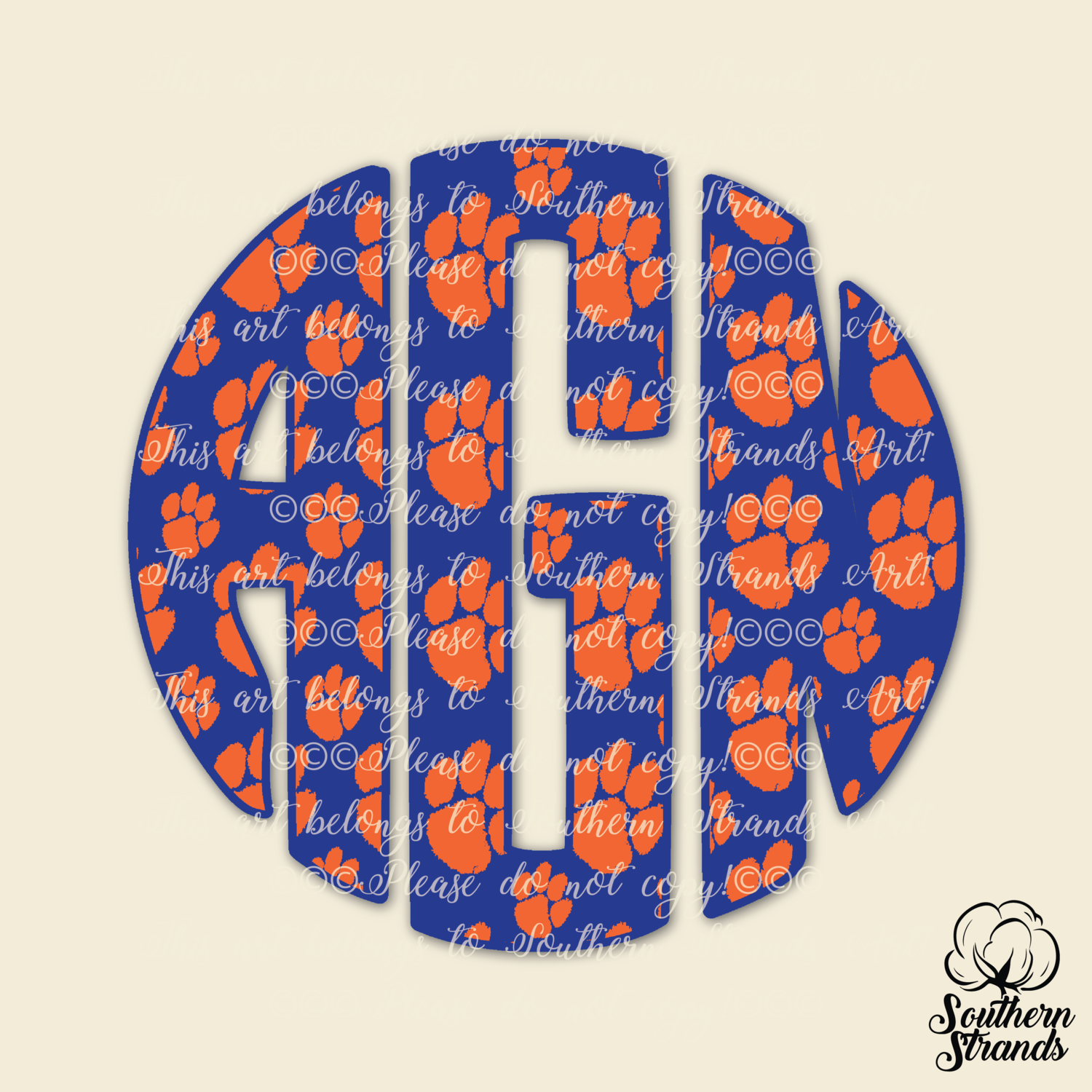 Blue and Orange Paws Circle Alpha