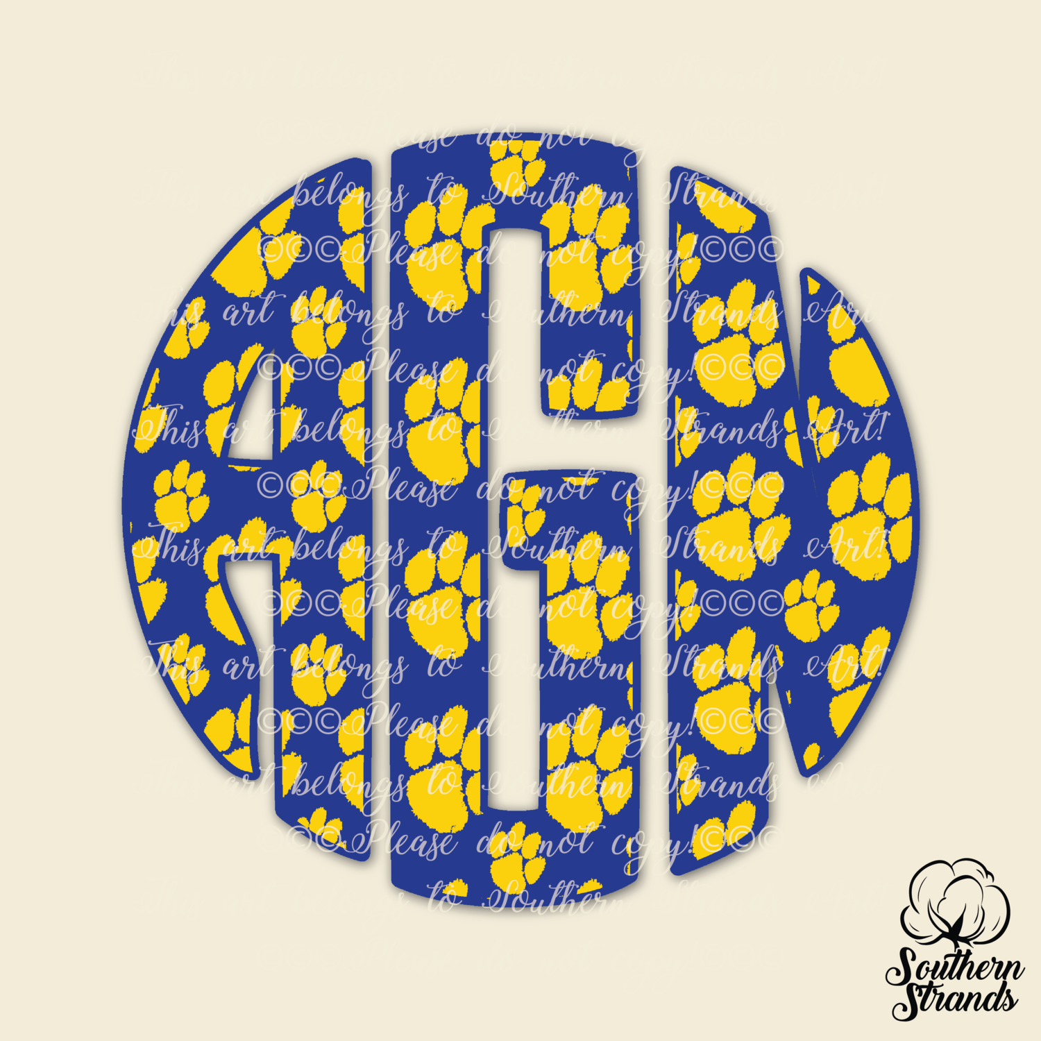 Blue and Gold Paws Circle Alpha