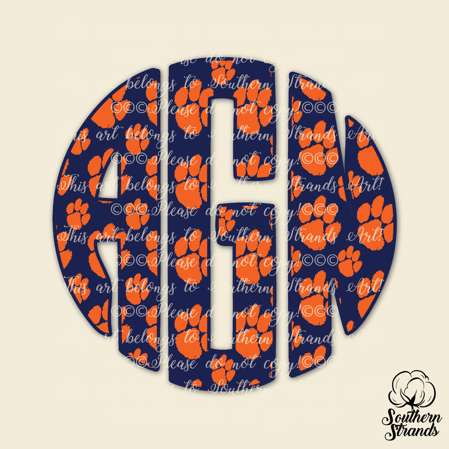 Orange and Navy Paws Circle Alpha