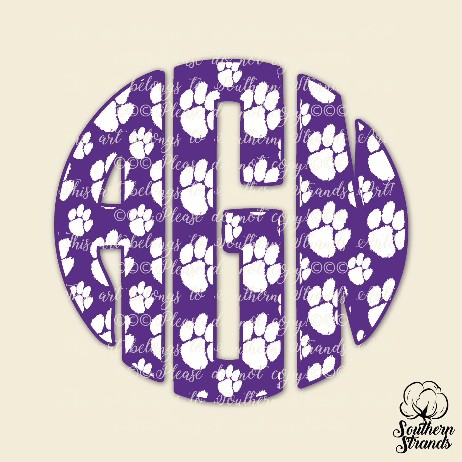 Purple and White Paws Circle Alpha