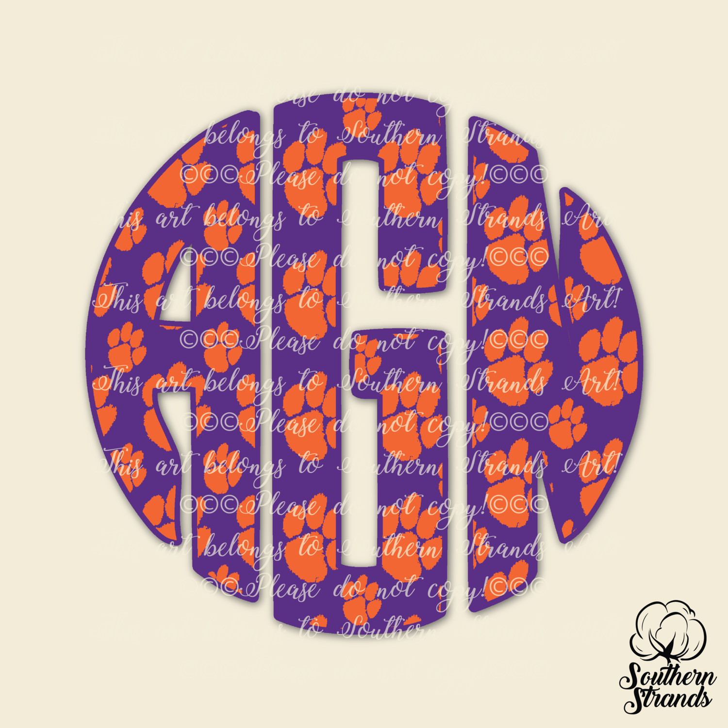 Purple and Orange Paws Circle Alpha