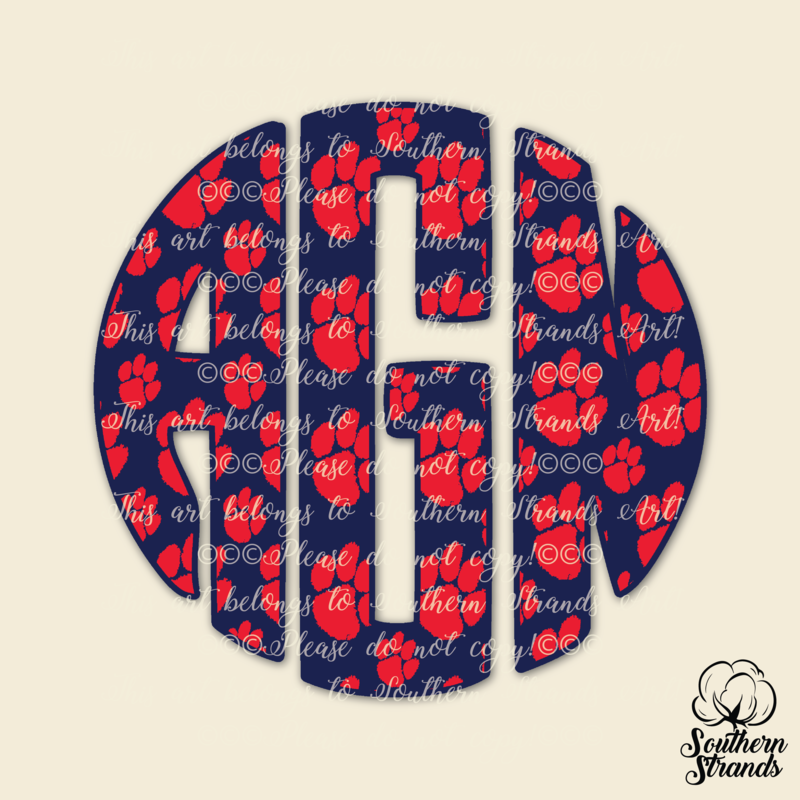 Red and Navy Paws Circle Alpha