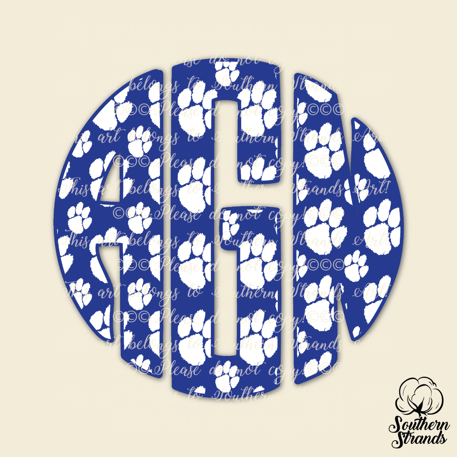 Blue and White Paws Circle Alpha