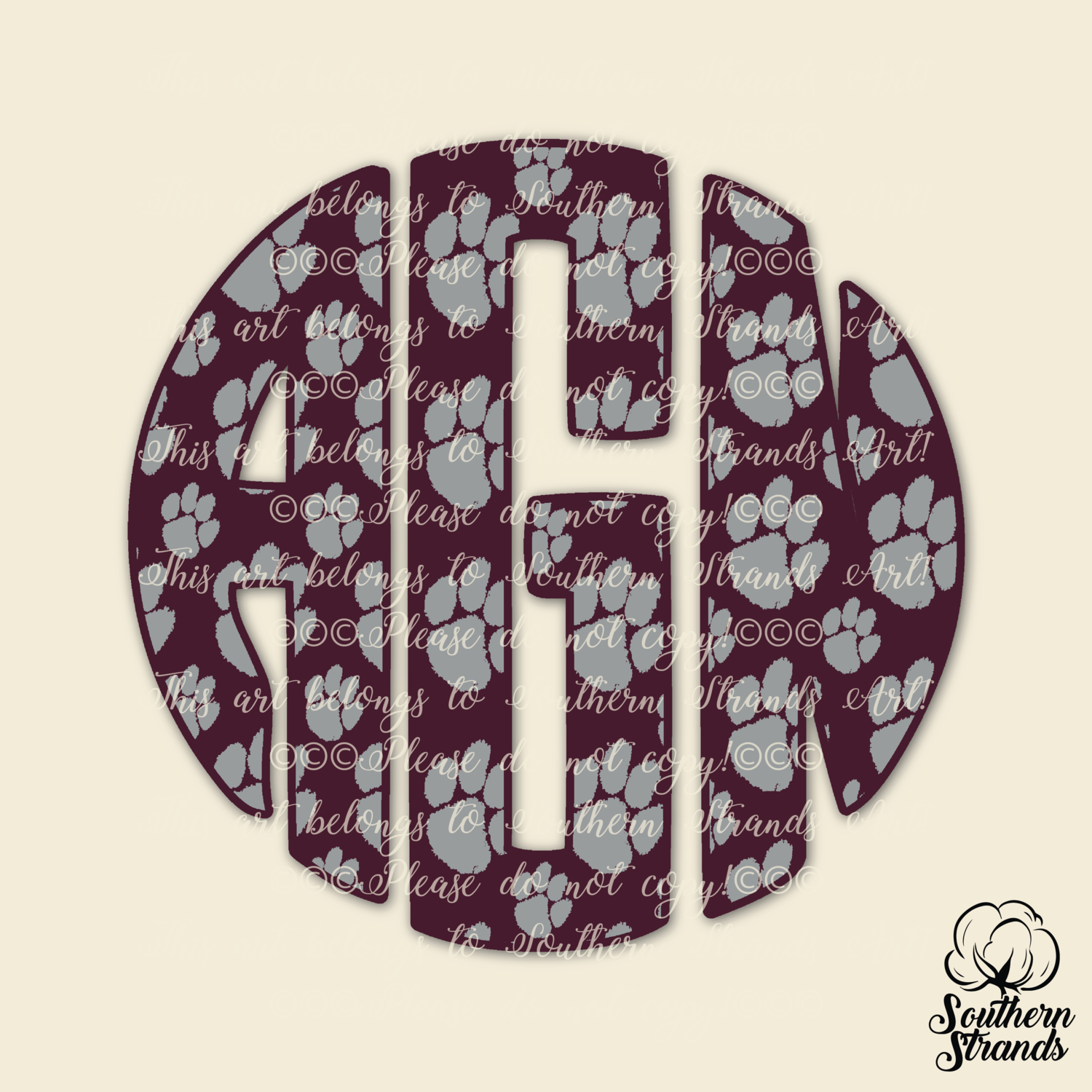 Maroon and Grey Paws Circle Alpha