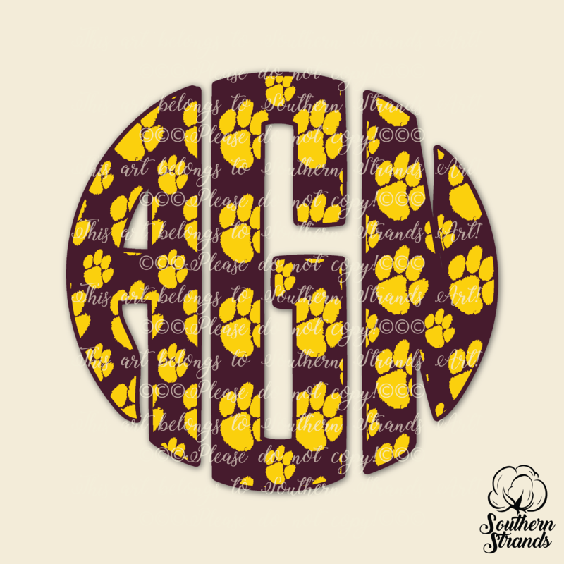 Maroon and Gold Paws Circle Alpha