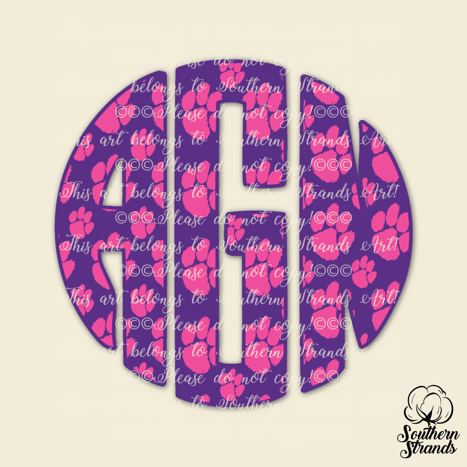 Purple and Pink Paws Circle Alpha