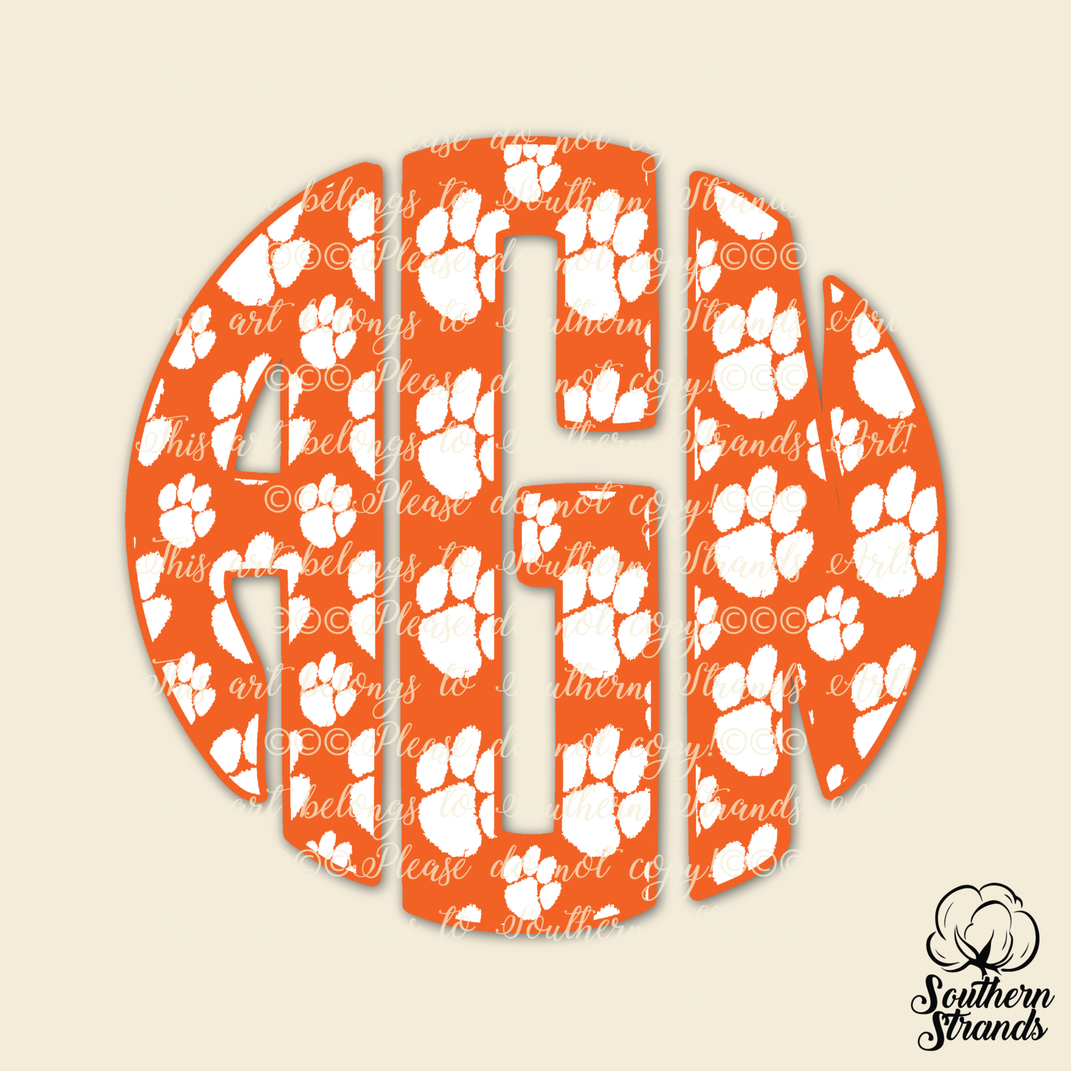 Orange and White Paws Circle Alpha