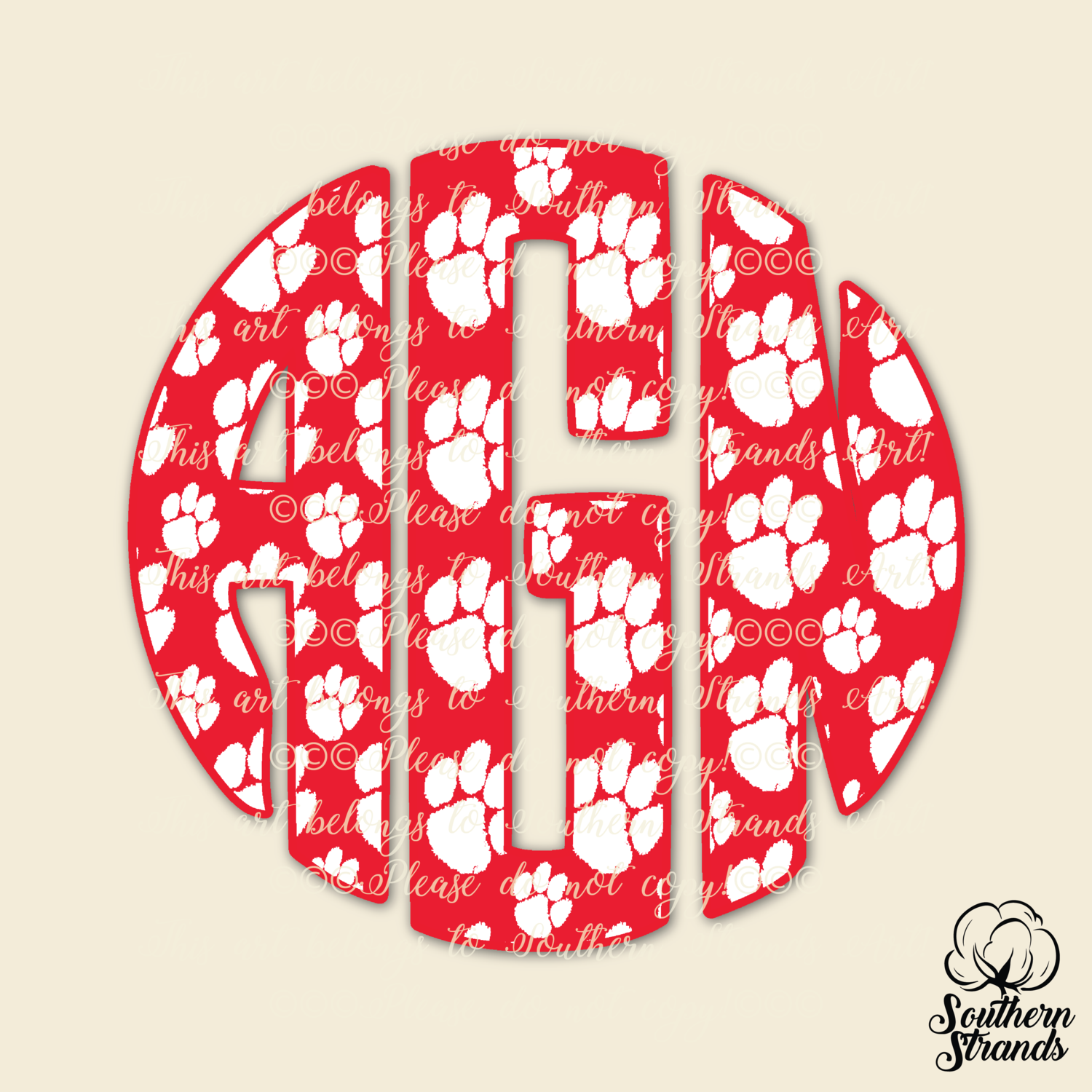 Red and White Paws Circle Alpha