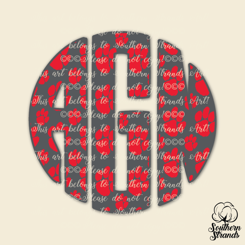 Grey and Red Paws Circle Alpha