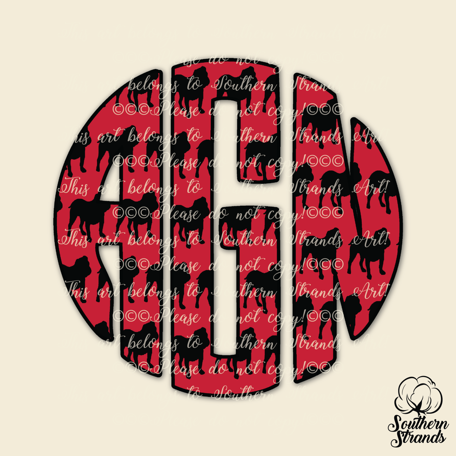 Red and Black Bulldog Circle Alpha