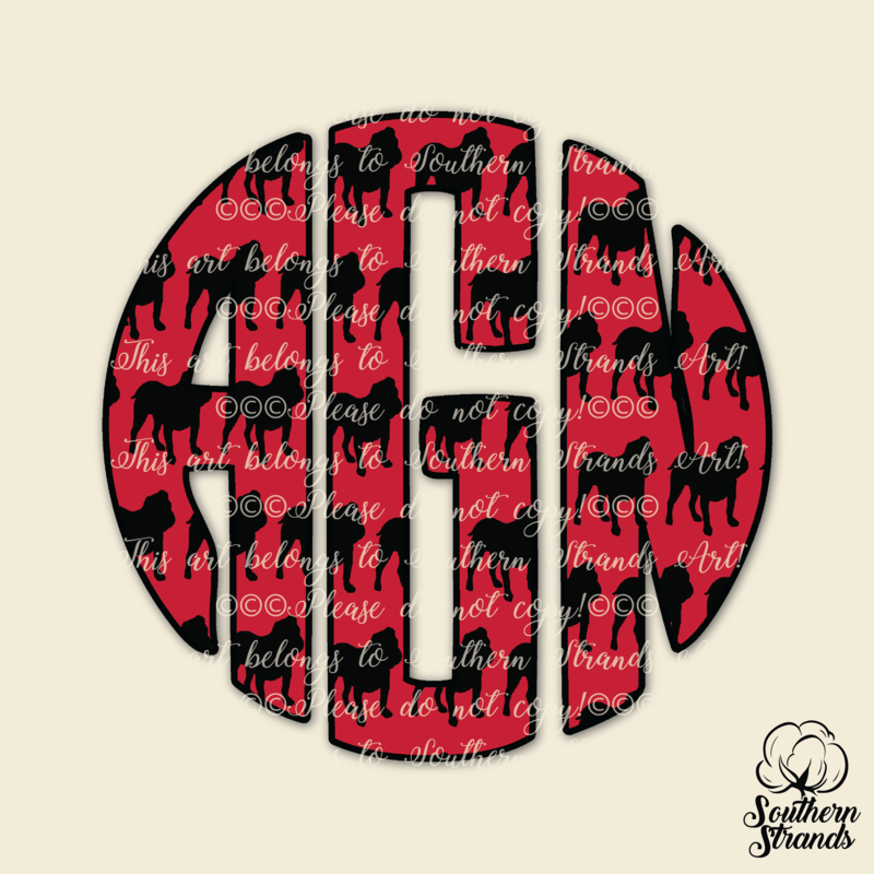 Red and Black Bulldog Circle Alpha
