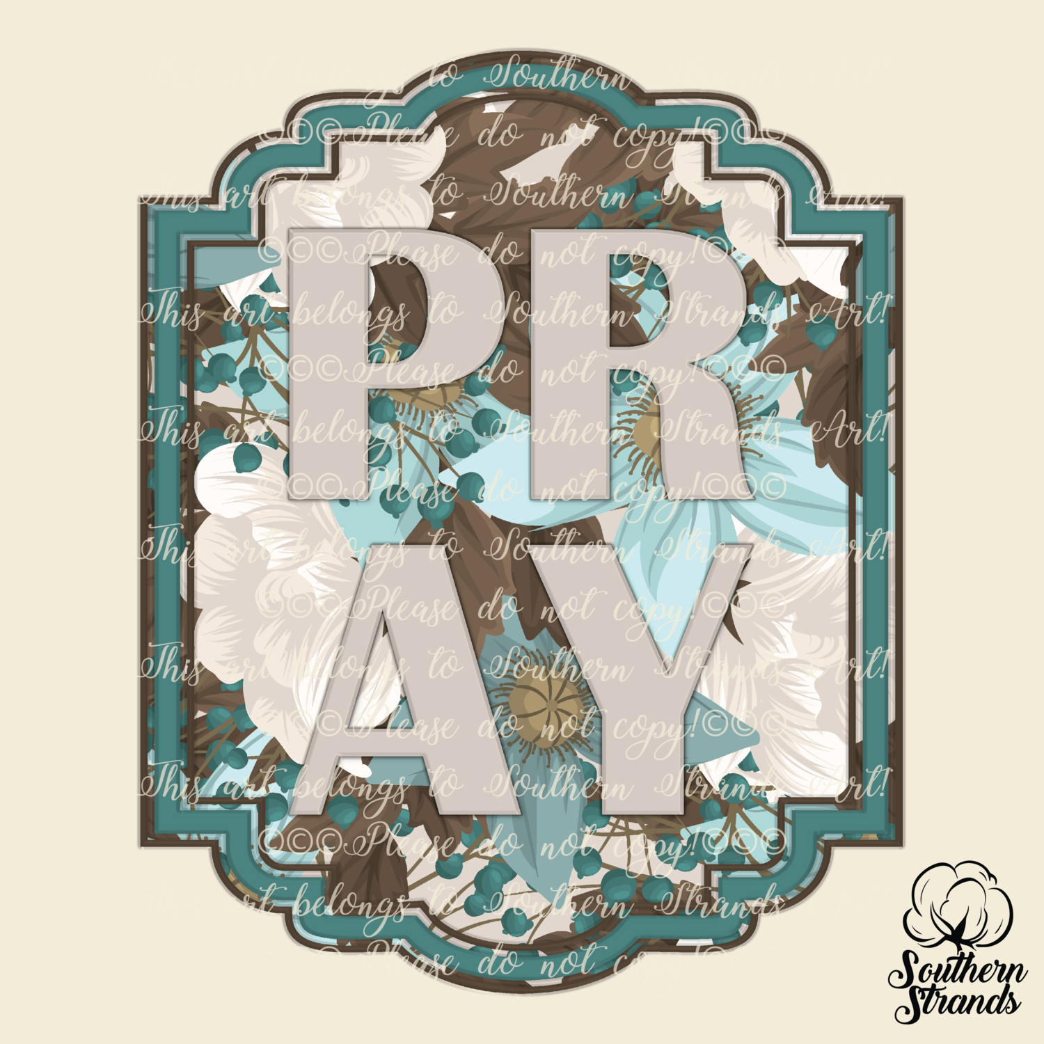 PRAY Teal Floral