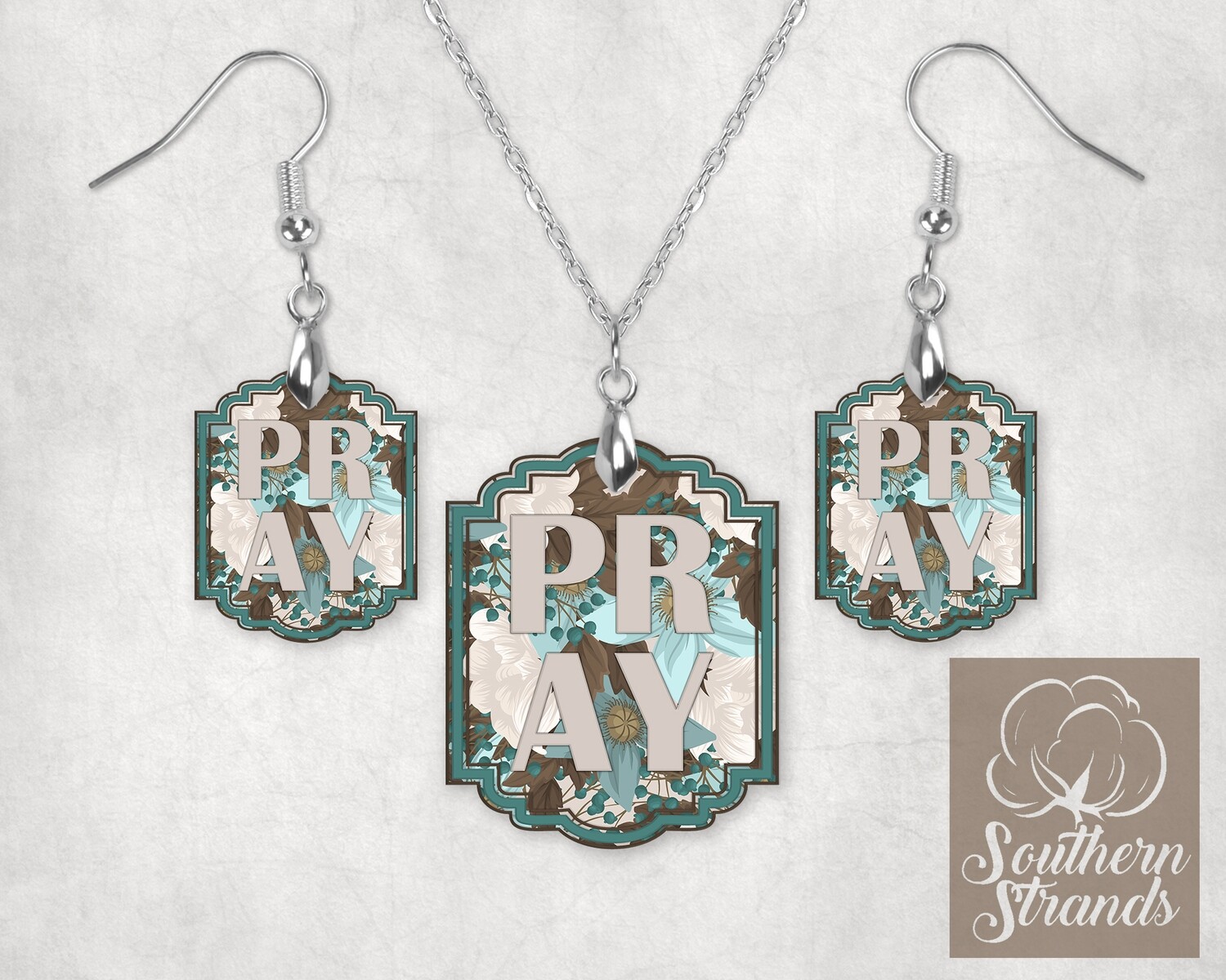PRAY Teal Floral - JEWELRY - DecoSquare
