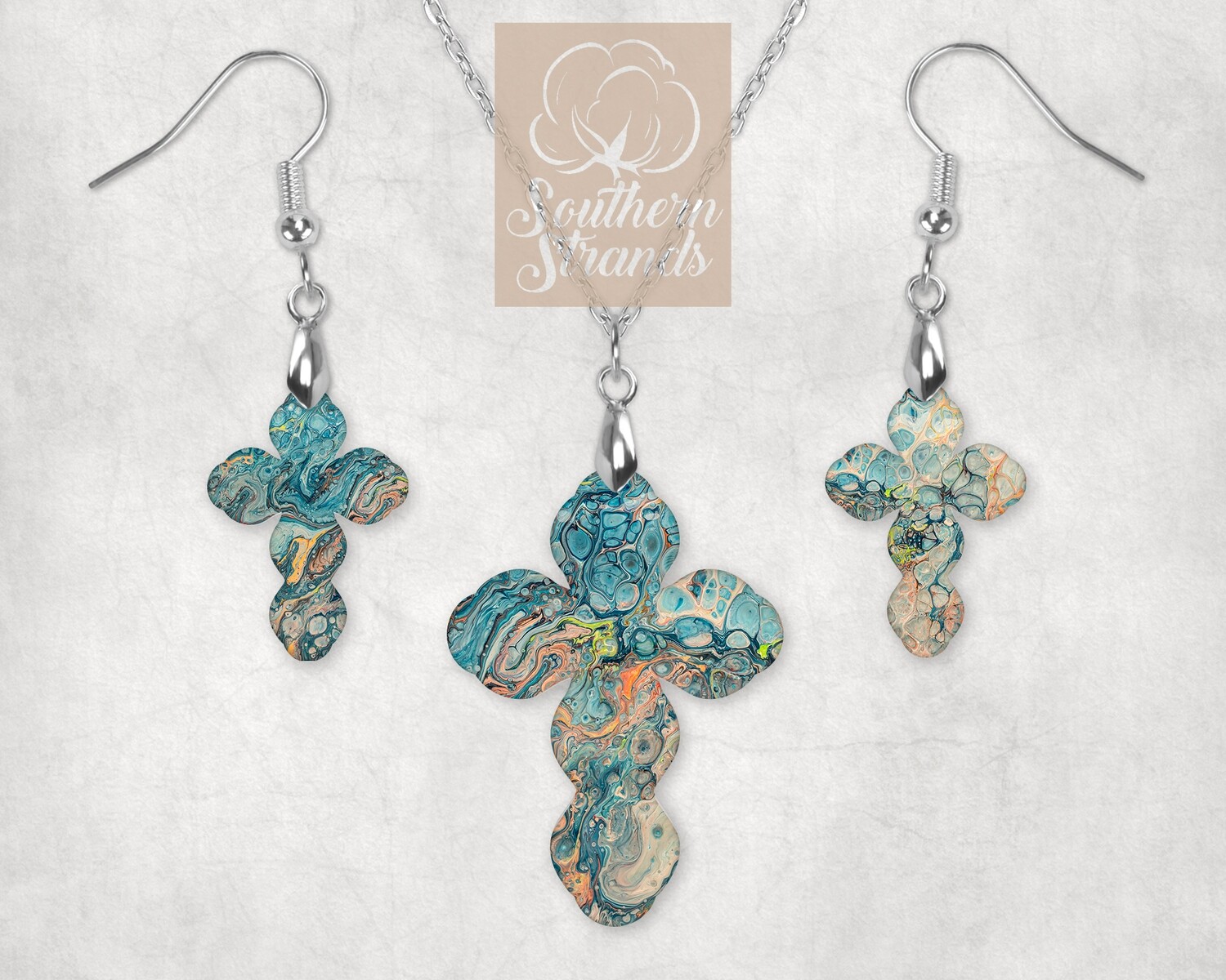 Poured Scalloped Cross - JEWELRY - SS Scalloped Cross
