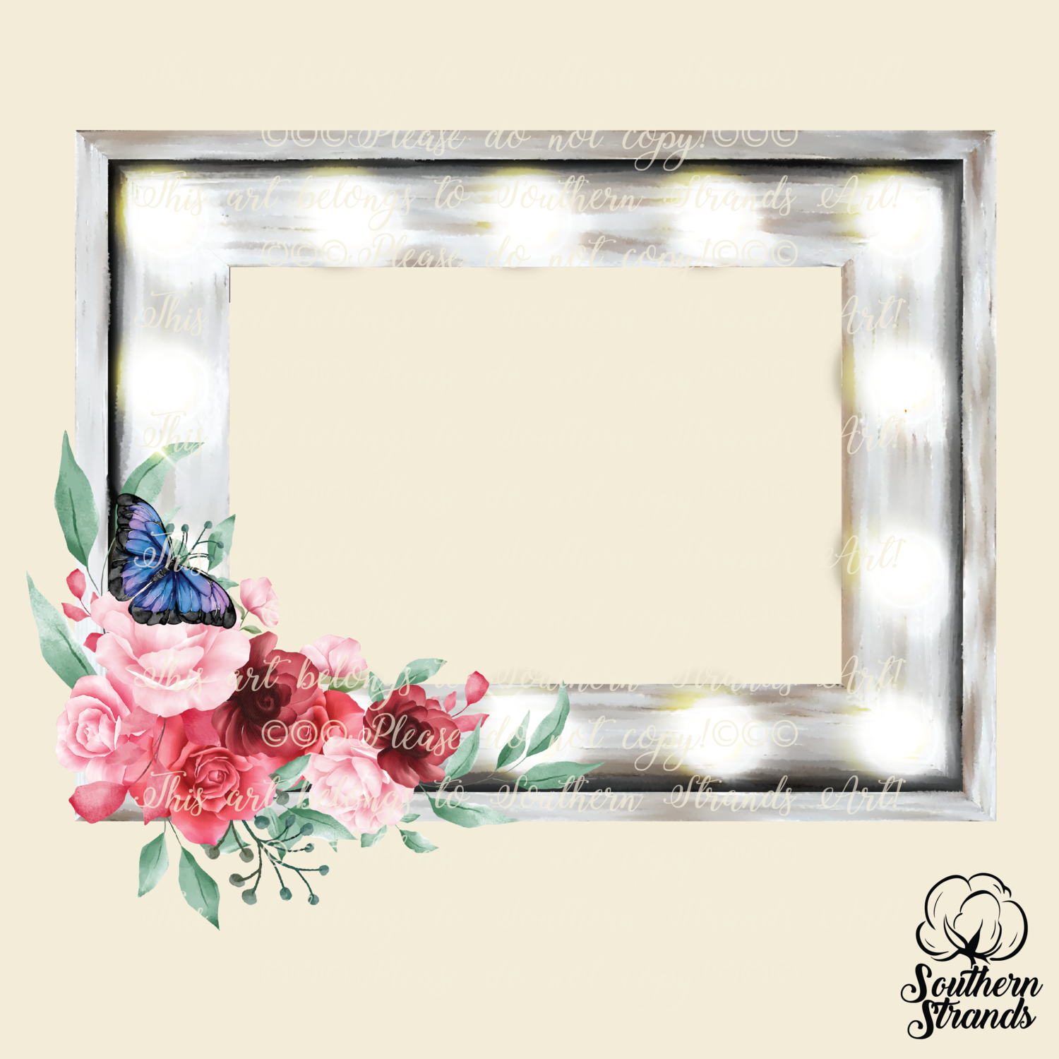Watercolor Flower Frame - Roses