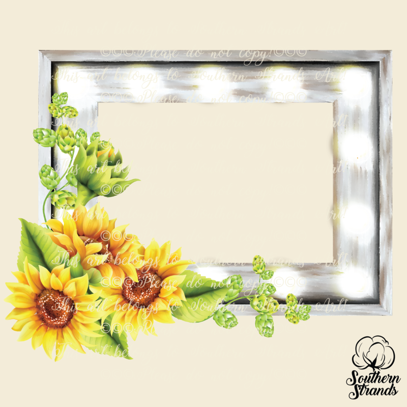 Watercolor Flower Frame - Sunflowers
