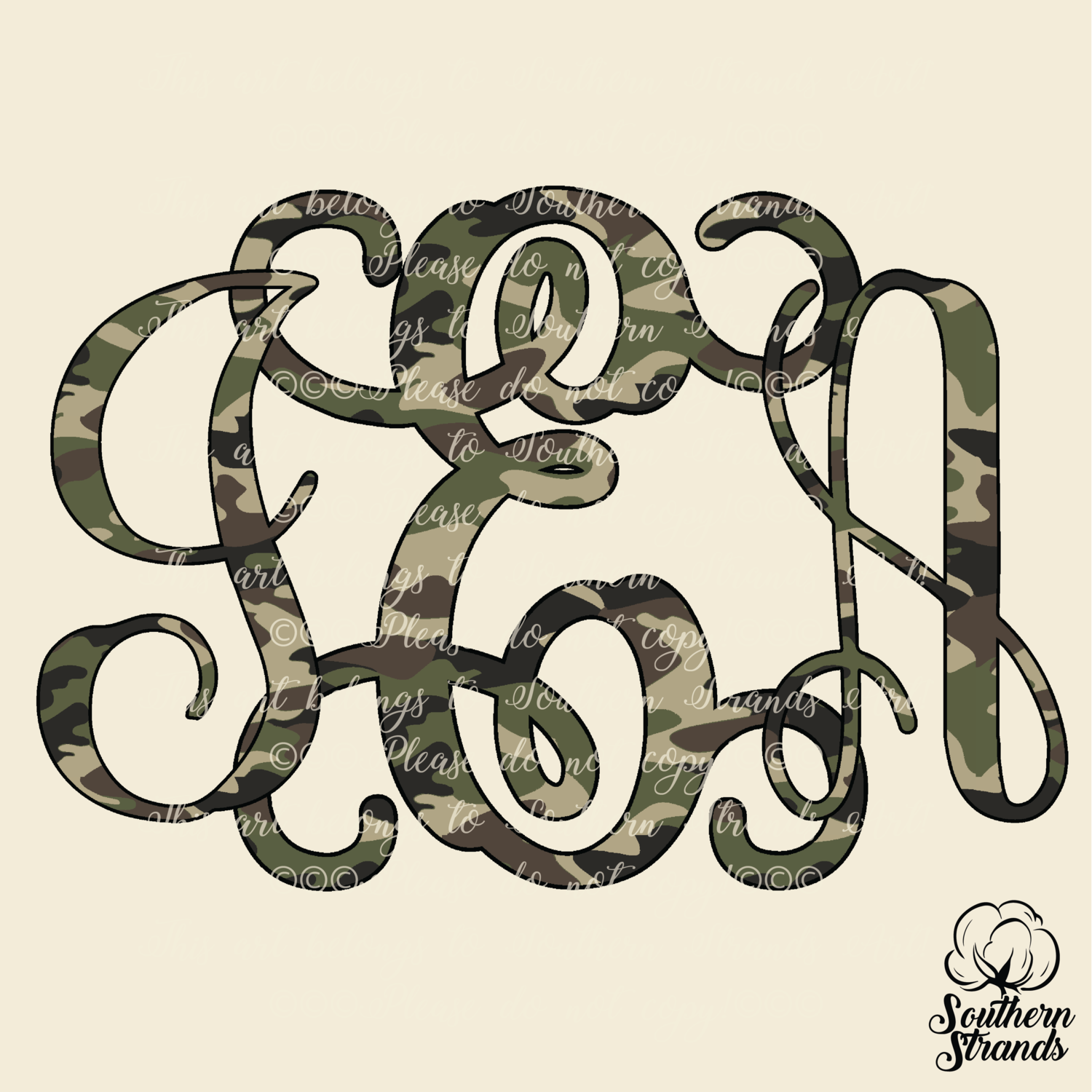 Vine Monogram - Camo Alpha
