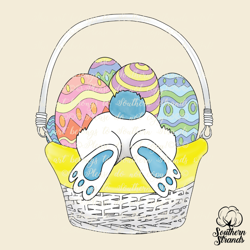 Bunny Bottom - Easter Basket - Blue