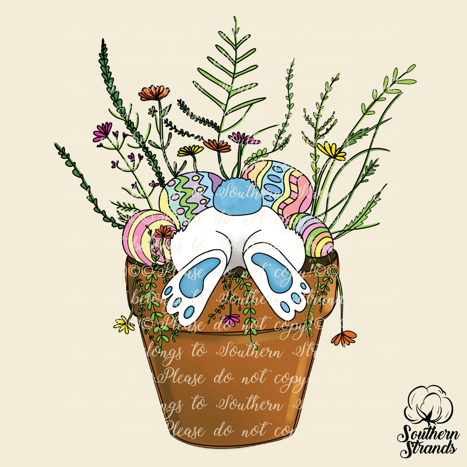 Bunny Bottom - Flower Pot - Blue