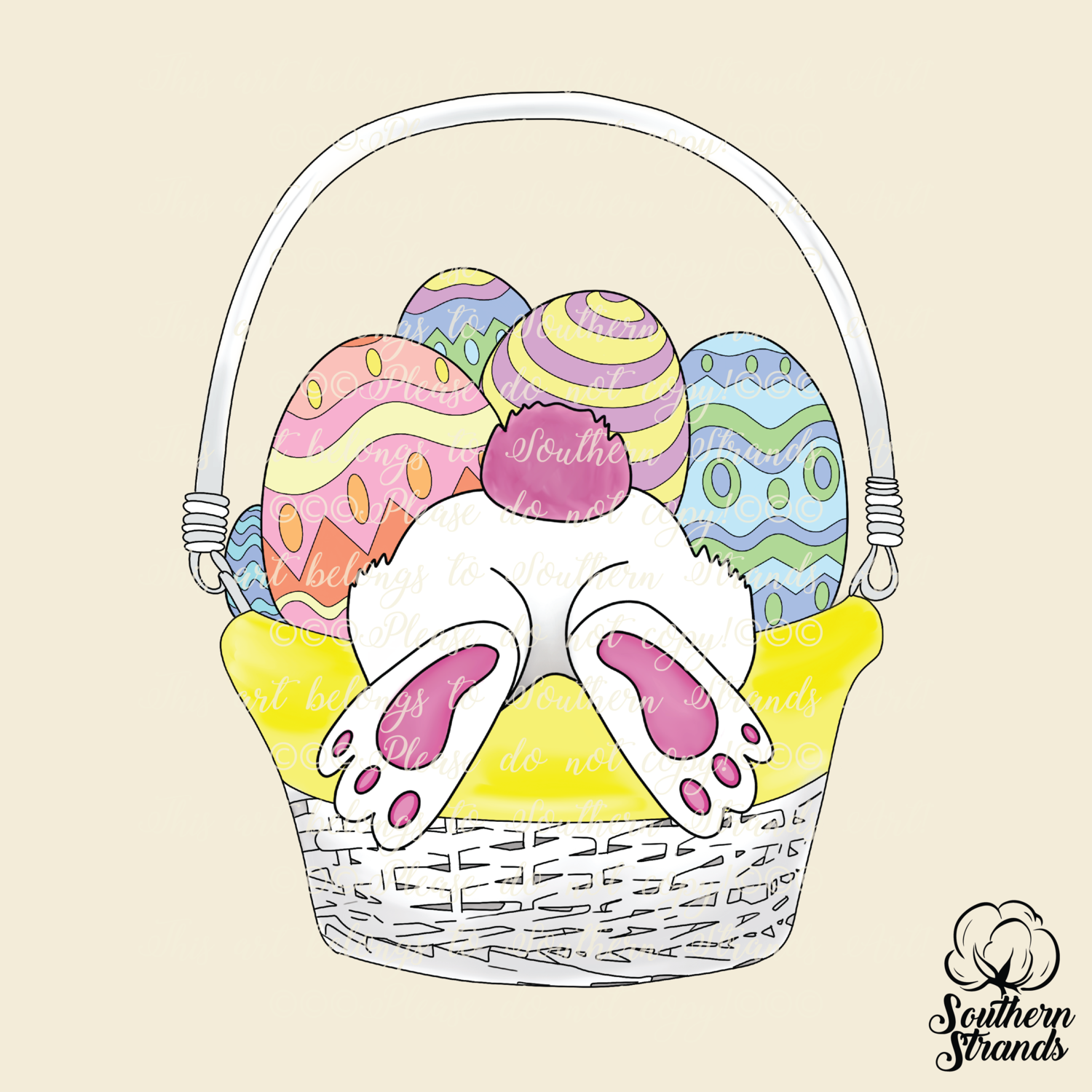 Bunny Bottom - Easter Basket - Pink