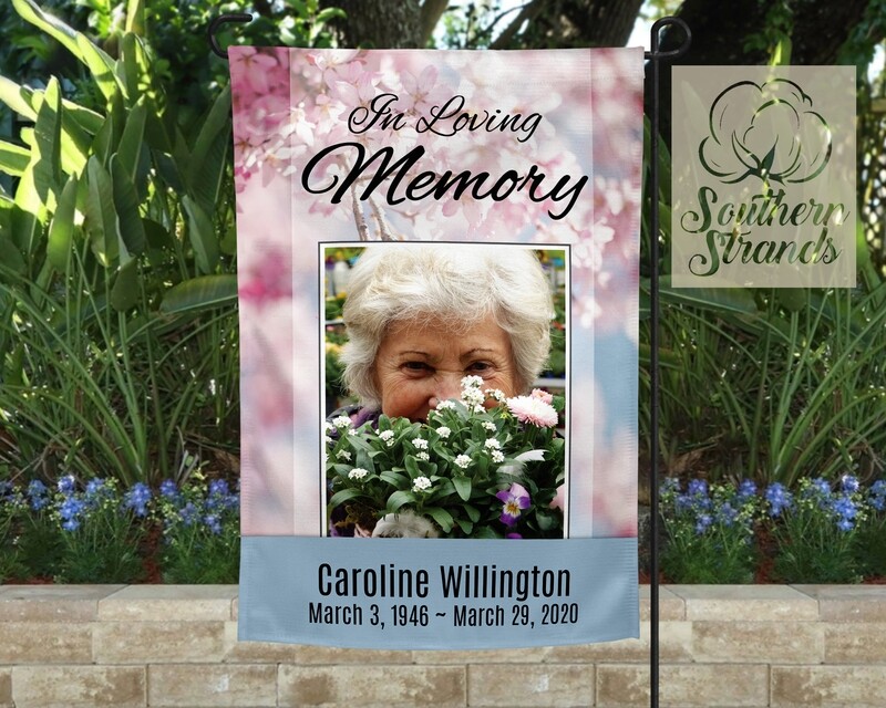 In Loving Memory Cherry Blossom Memorial Garden Flag 12x18