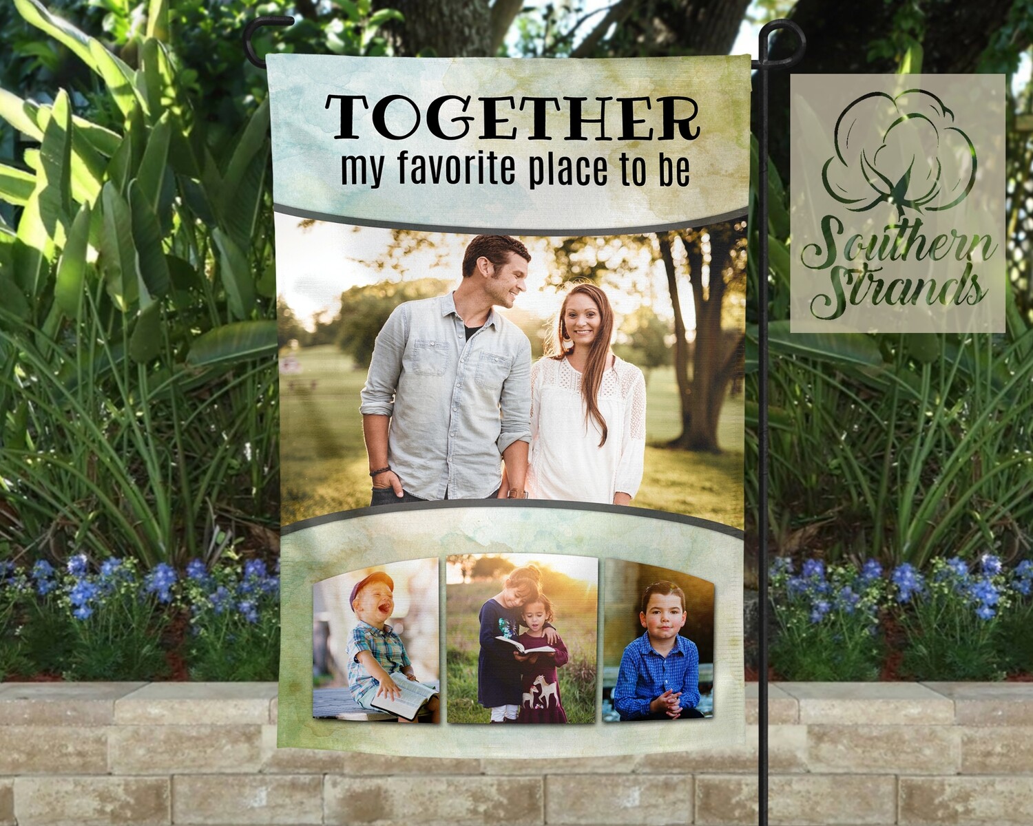 Watercolor Arched Garden Flag - Together - 12x18