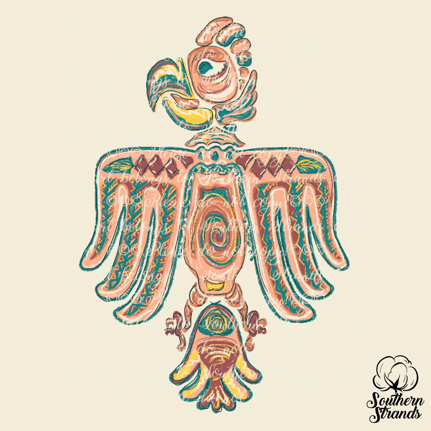 Grunge Painted Tribal Bird