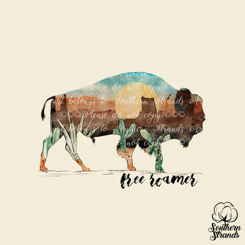Free Roamer Watercolor Buffalo