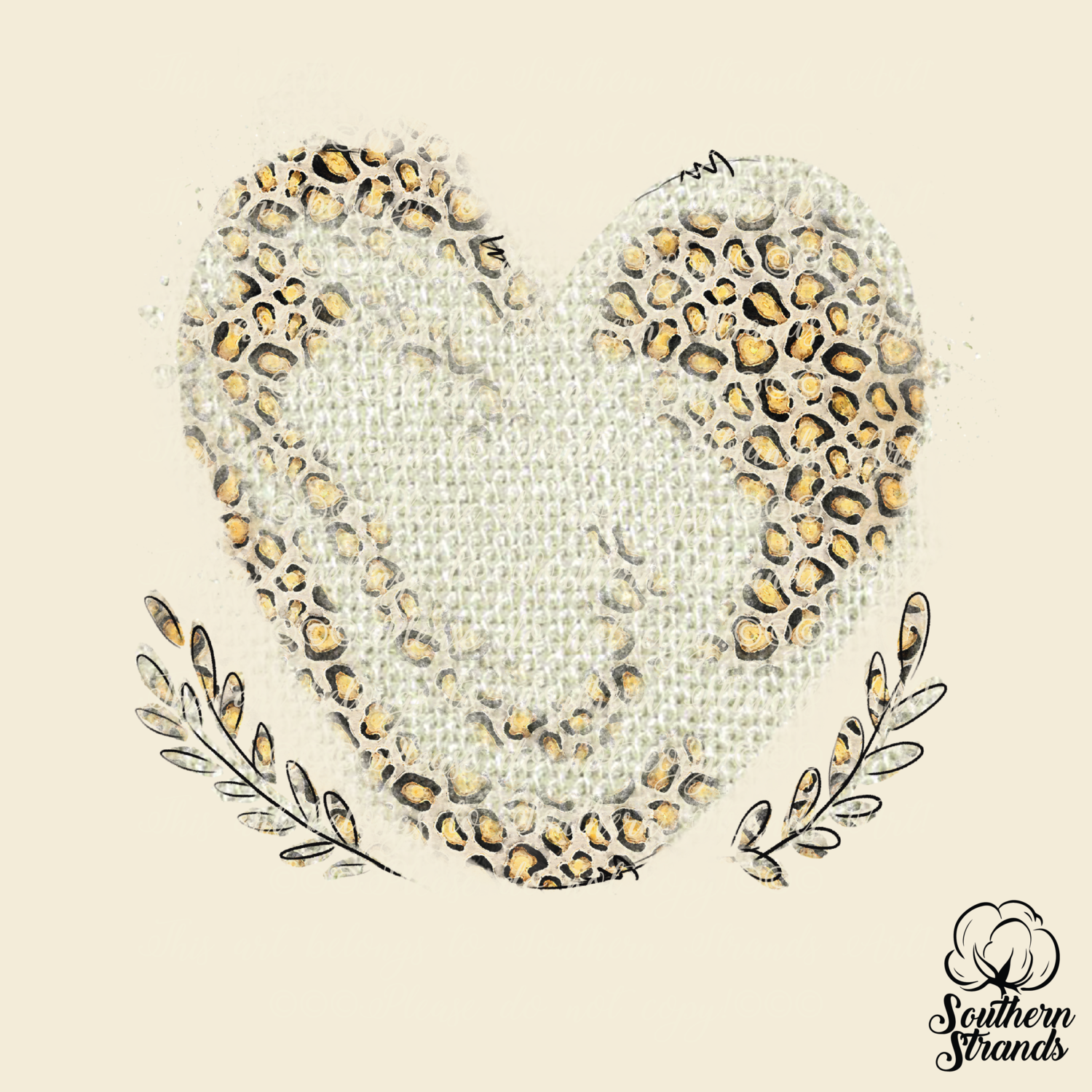 Leopard Splash Heart Background - Font in samples is Blueberry