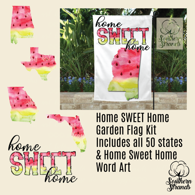 Home Sweet Home Watercolor Watermelon Garden Flag Kit
