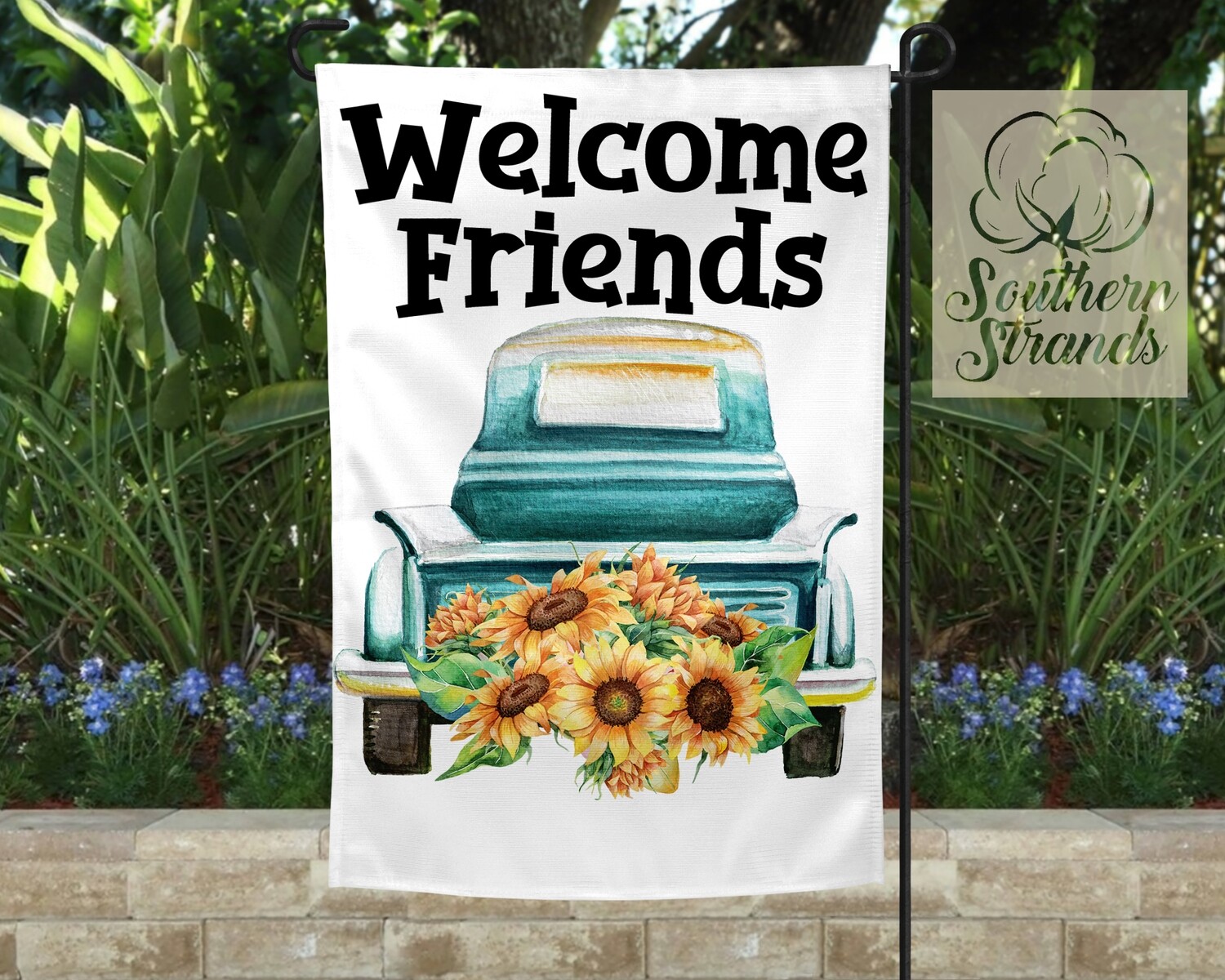 Sunflower Summer Truck Garden Flag