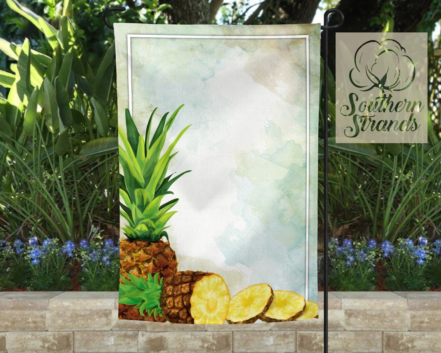 Watercolor Pineapple Garden Flag 12x18 - Add Your Own Text