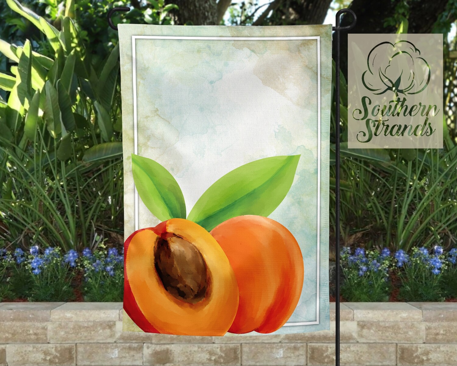 Watercolor Peaches Garden Flag 12x18 - Add Your Own Text