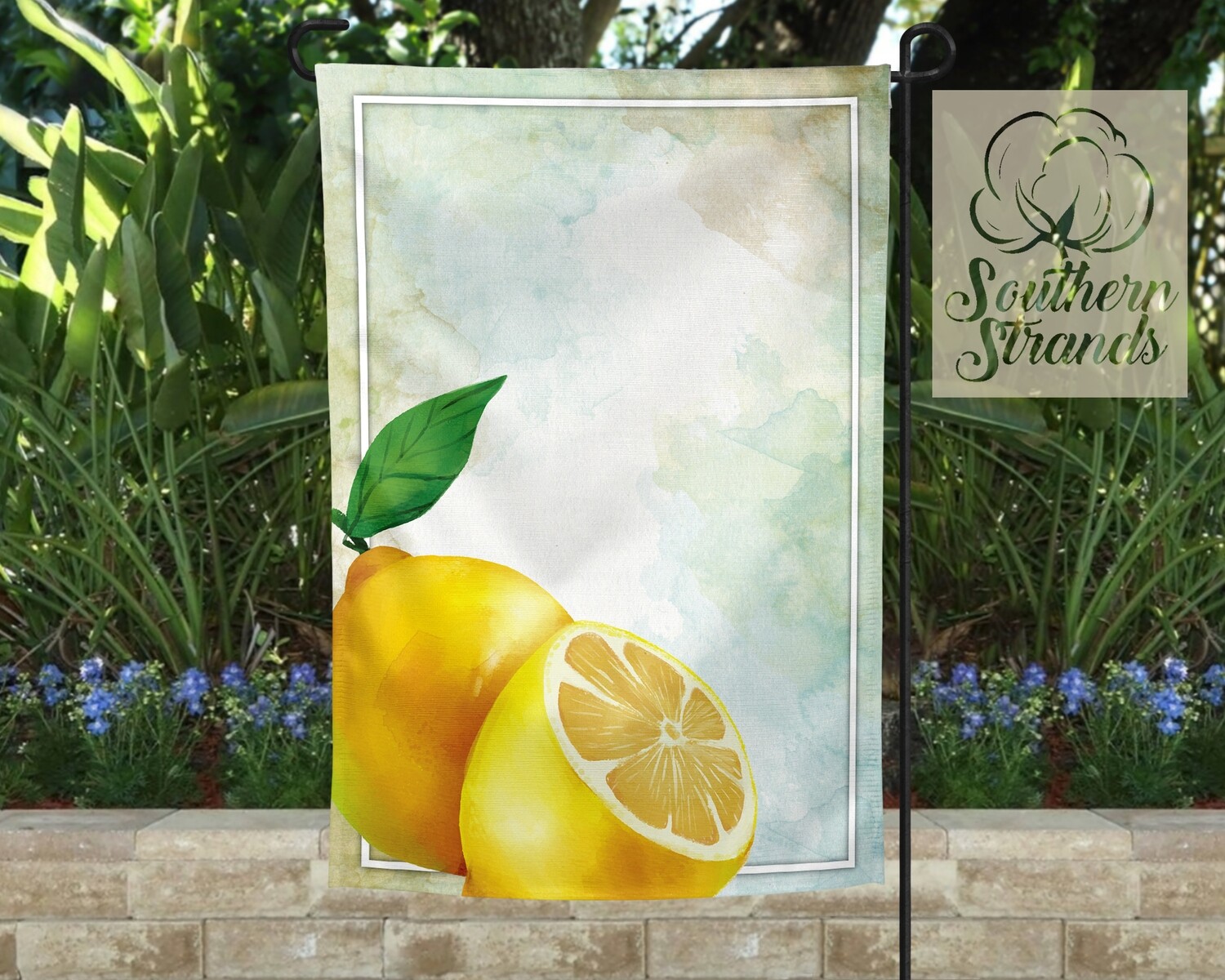 Watercolor Lemons Garden Flag 12x18 - Add Your Own Text