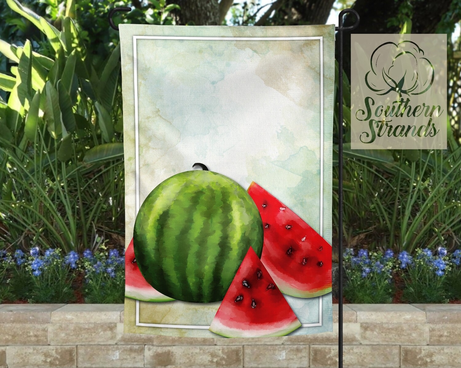 Watercolor Watermelon Garden Flag 12x18 - Add Your Own Text