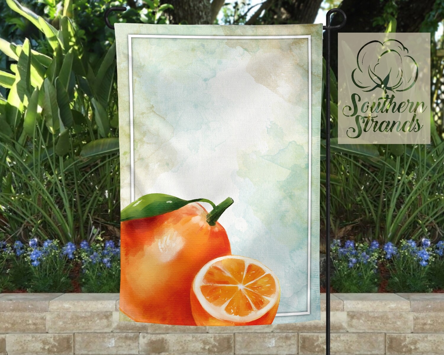Watercolor Oranges Garden Flag 12x18 - Add Your Own Text