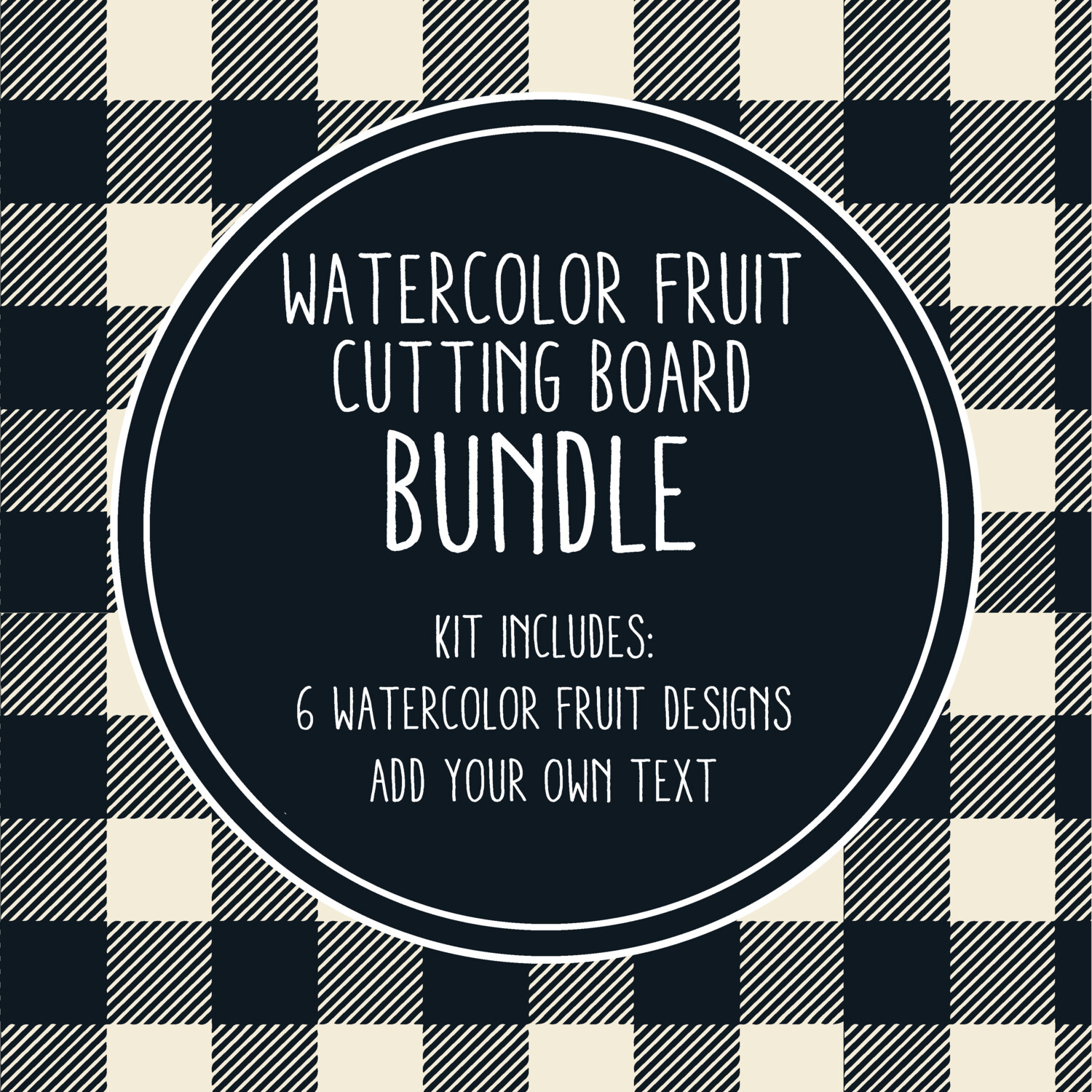 Watercolor Fruit Cutting Board Bundle - 2 sizes - 6 Watercolor Fruit Designs - Add Your Own Text