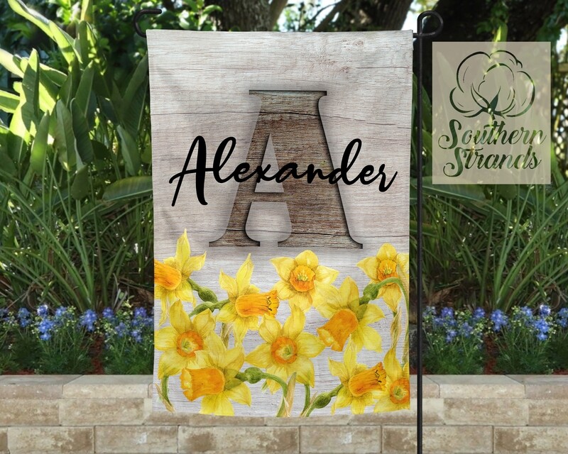 White Washed Daffodils Garden Flag Kit - 12x18 With all 26 Wood Carved Letters