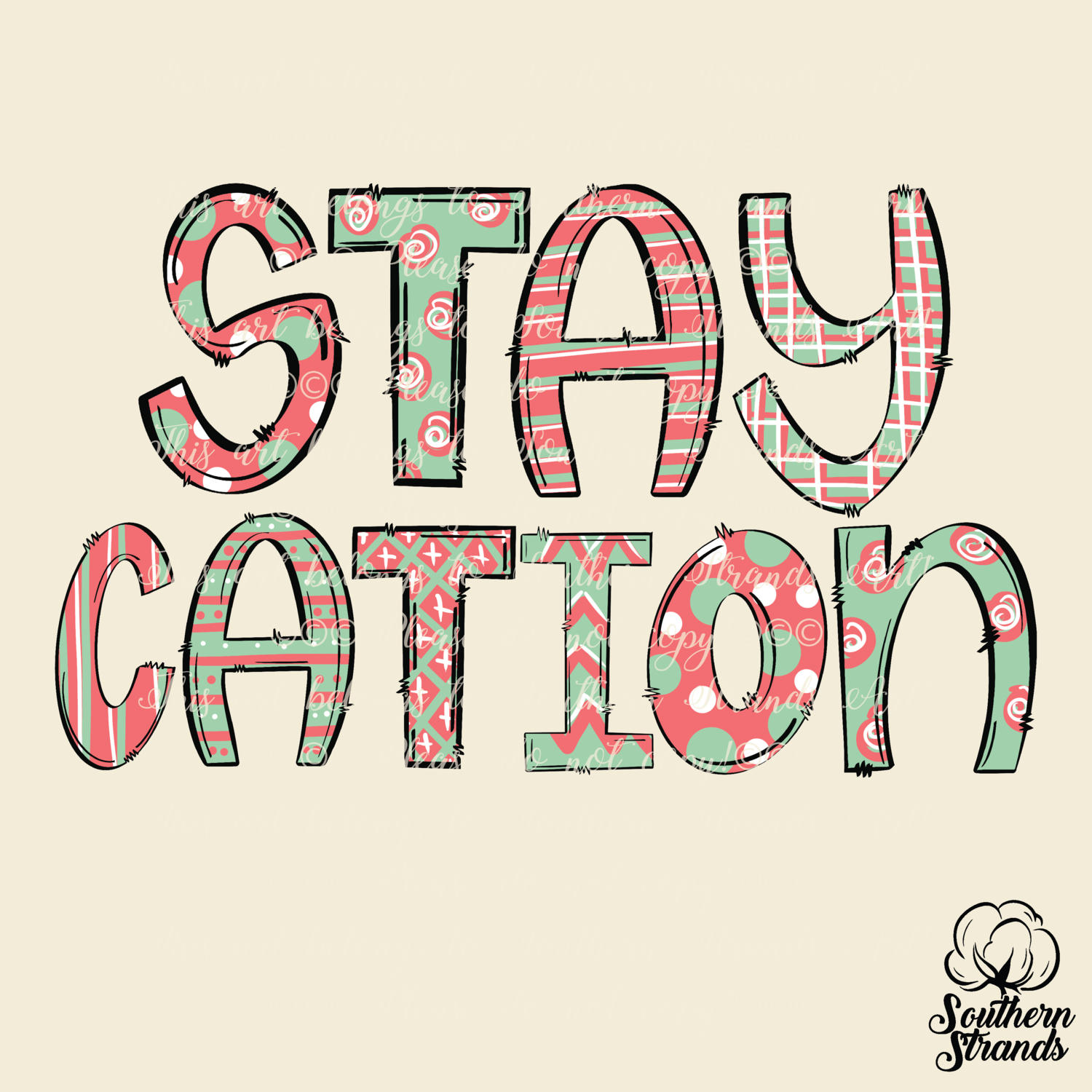 StayCation - Coral and Green | DIGITAL DESIGN